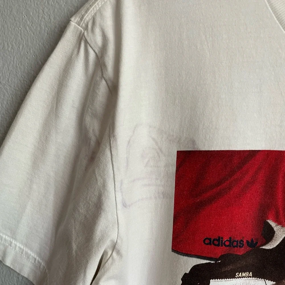 Adidas Originals Men’s Medium Big Logo Samba White T Shirt - Picture 5 of 6